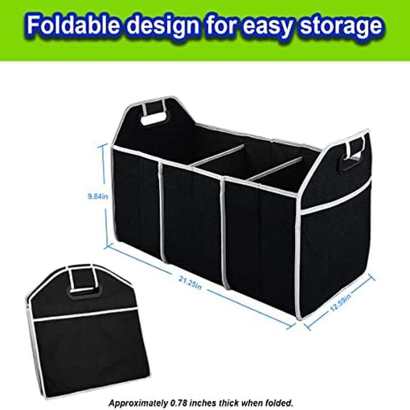 Portable 3-Compartment Foldabl - Car Trunk Organizer Foldable Storage Box 评论和价格