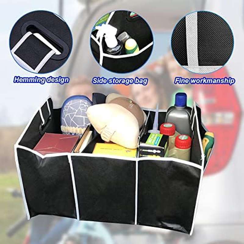 Portable 3-Compartment Foldabl - Car Trunk Organizer Foldable Storage Box 评论和价格