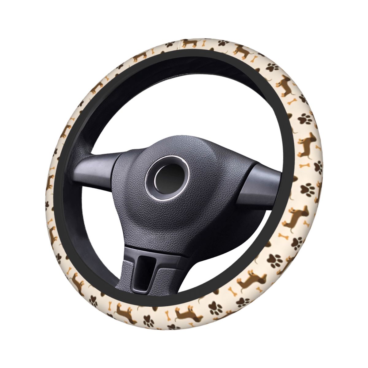 Cute Dachshund Car Steering Wh - Car Steering Wheel Cover Anti Slip Breathable 评论和价格