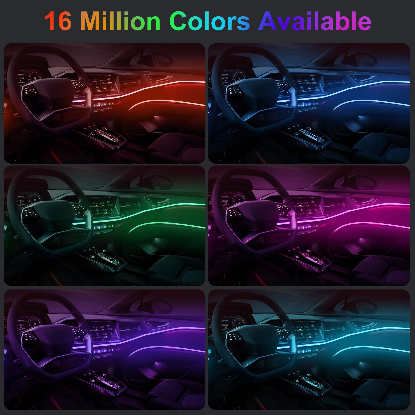 DIY Flexible Neon Light 12V RG - Led Ambient Interior Car Lights App Control 评论和价格